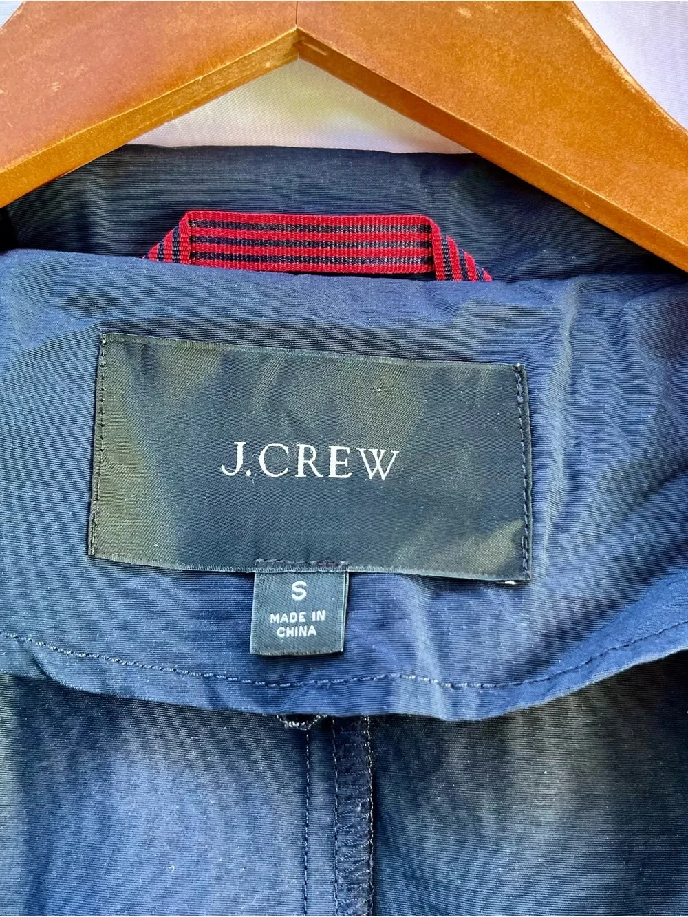 J.CREW | SMALL NAVY HOODED RAIN COAT JACKET ANORAK DRAWSTRING CORD WAIST